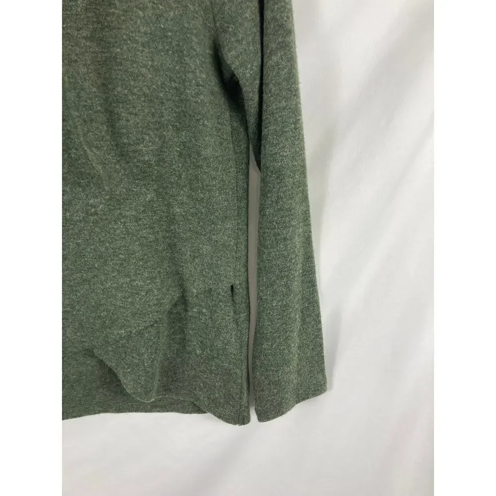 1 State Cowl Neck Layered Bottom Sweater Green Size Small